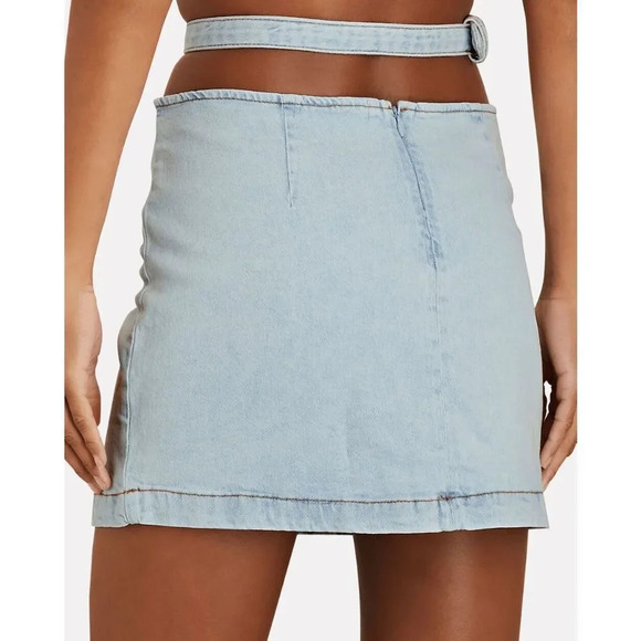 NWT Revolve WeWoreWhat Cut Out Denim Mini Skirt Women's M Blue Light Wash High W - Picture 3 of 7